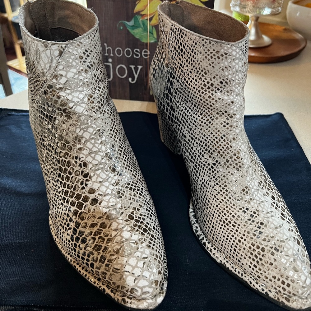 Pay Phone snake print leather bootie